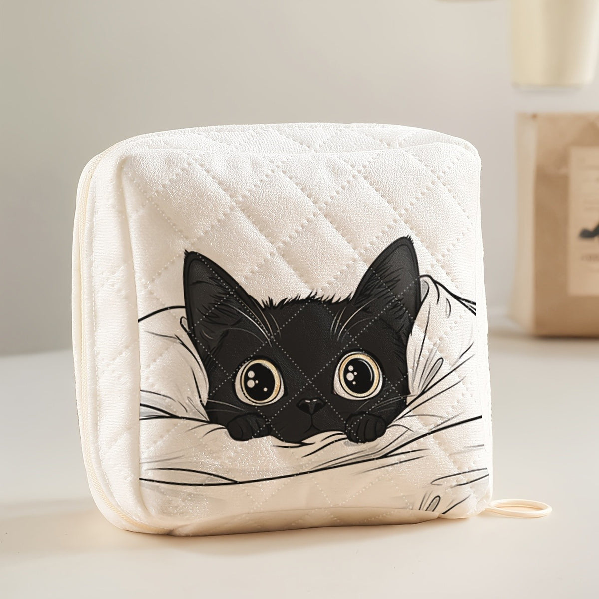 Black Cat Quilted Storage Pouch