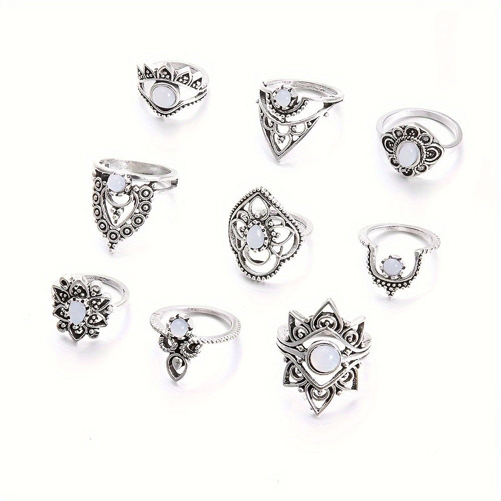 Ornate Filigree Stone Ring Set