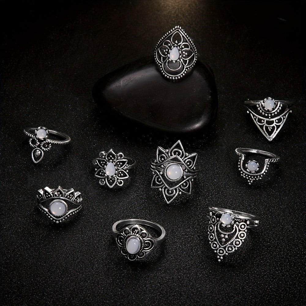 Ornate Filigree Stone Ring Set