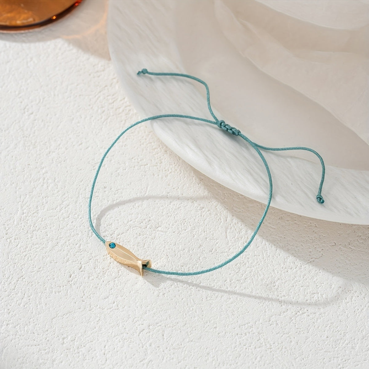 Teal Cord Fish Anklet