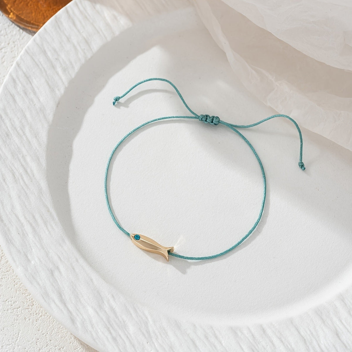 Teal Cord Fish Anklet