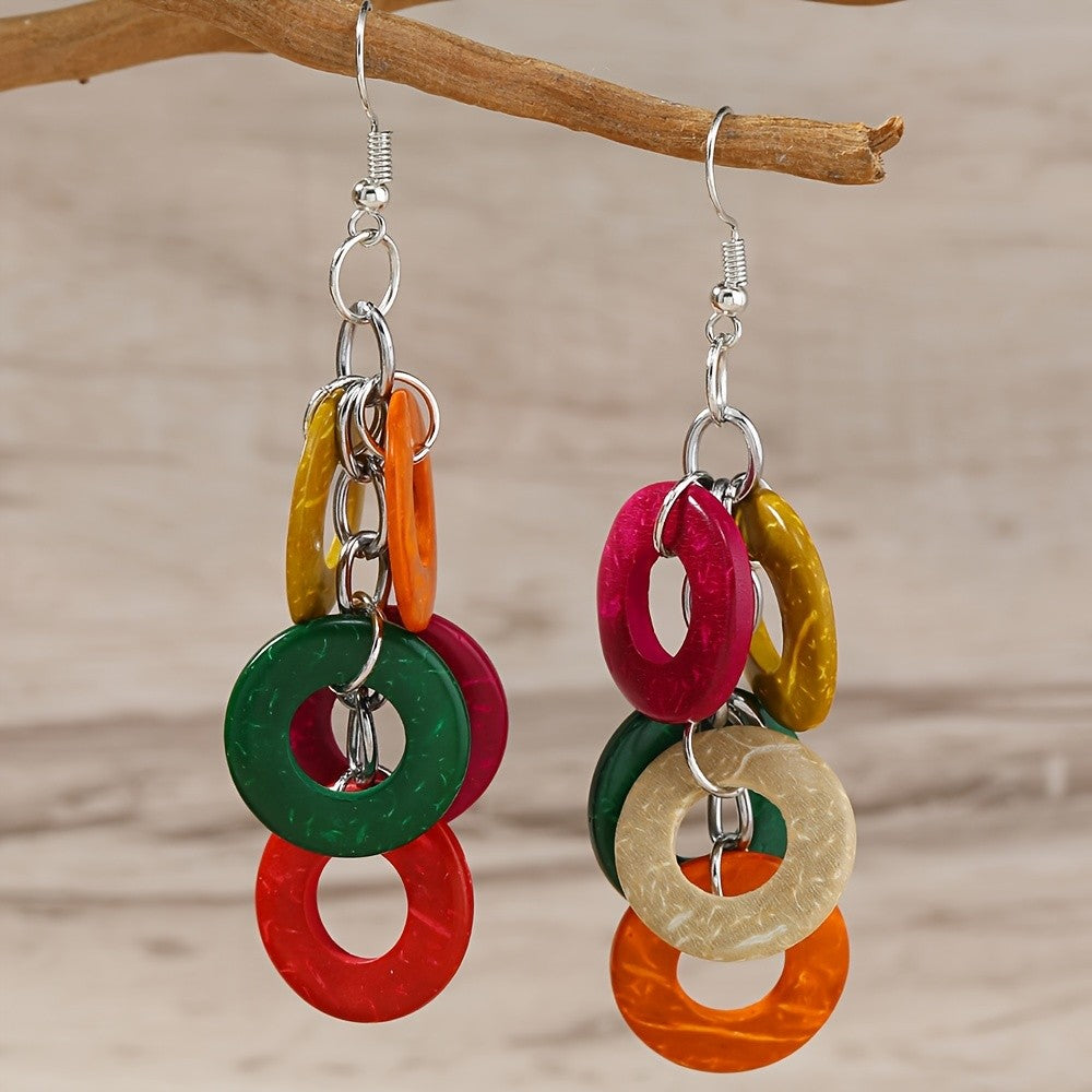 Colorful Wooden Link Earrings