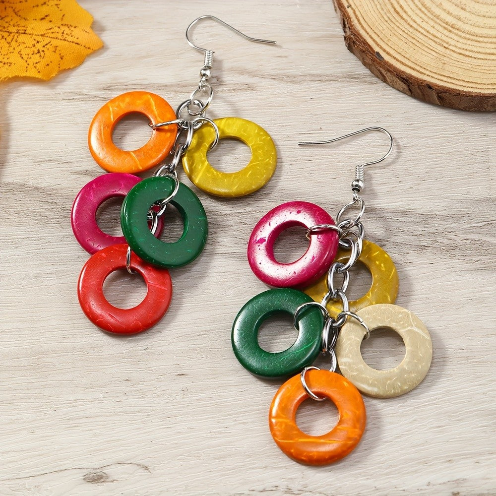 Colorful Wooden Link Earrings