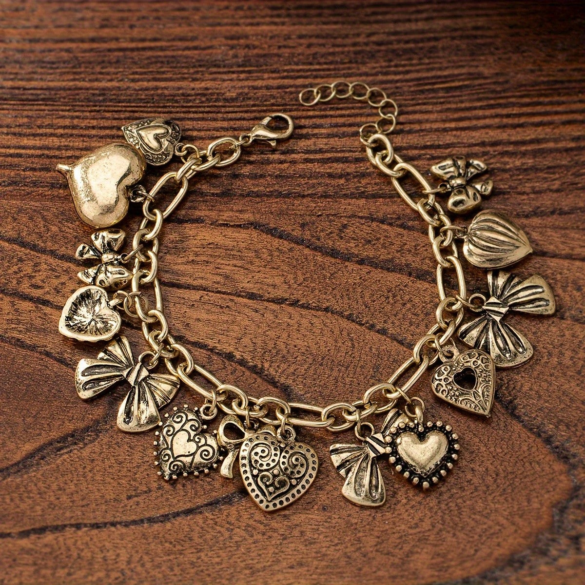 Vintage Bow & Heart Locket Bracelet