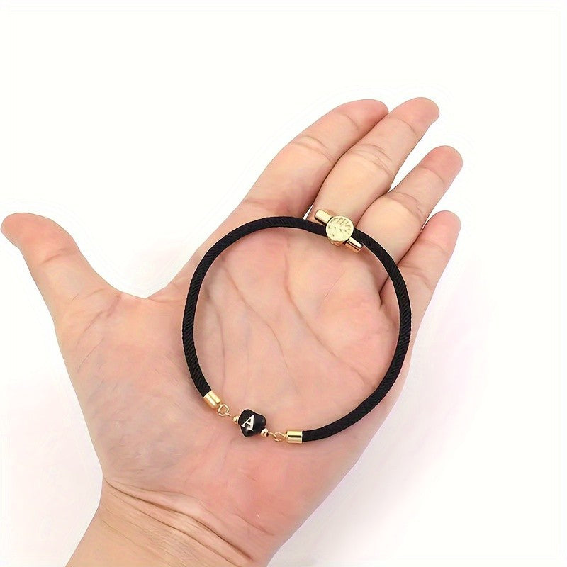 Black Initial Heart Bracelet