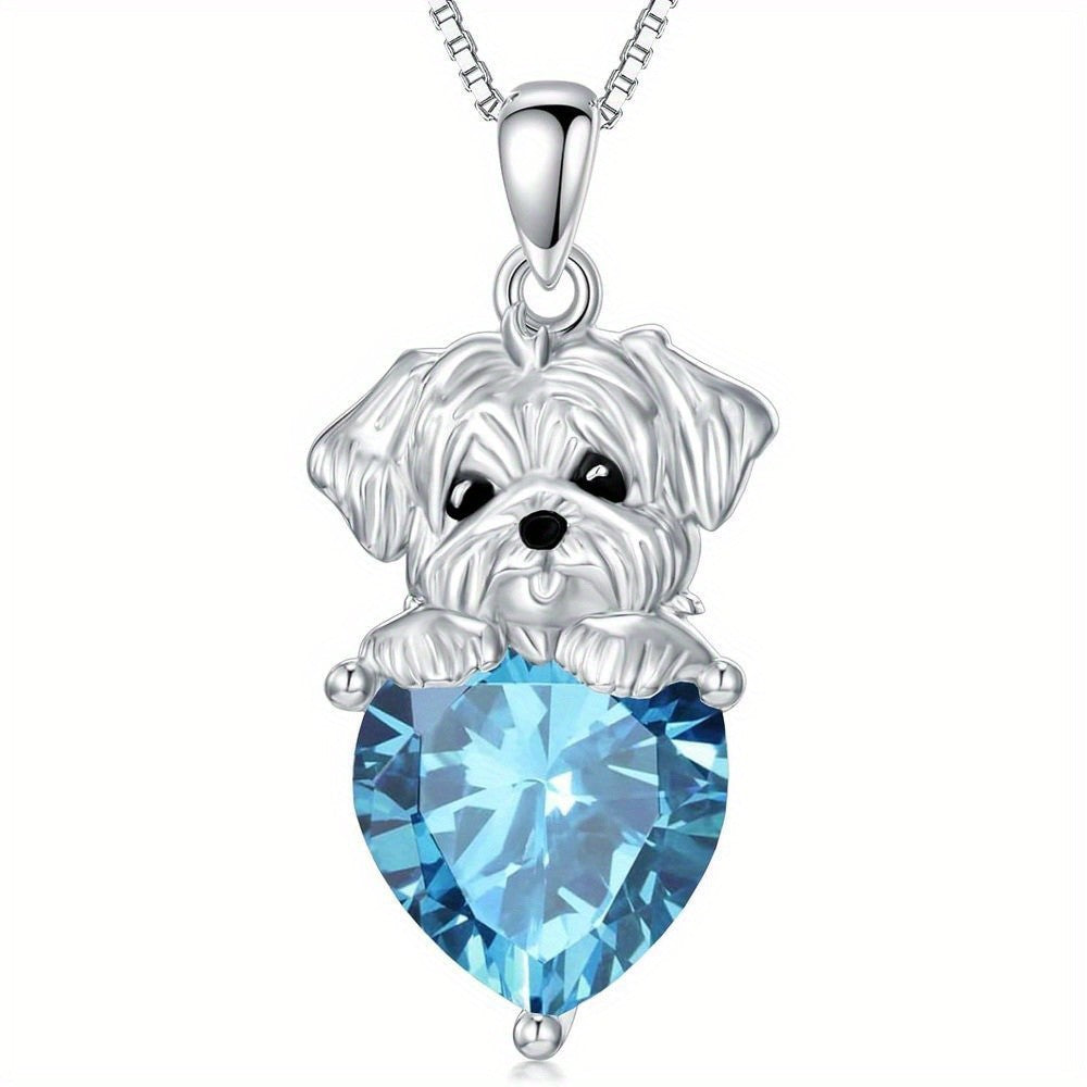 Puppy Dog Heart Crystal Necklace