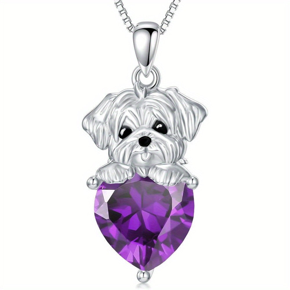 Puppy Dog Heart Crystal Necklace