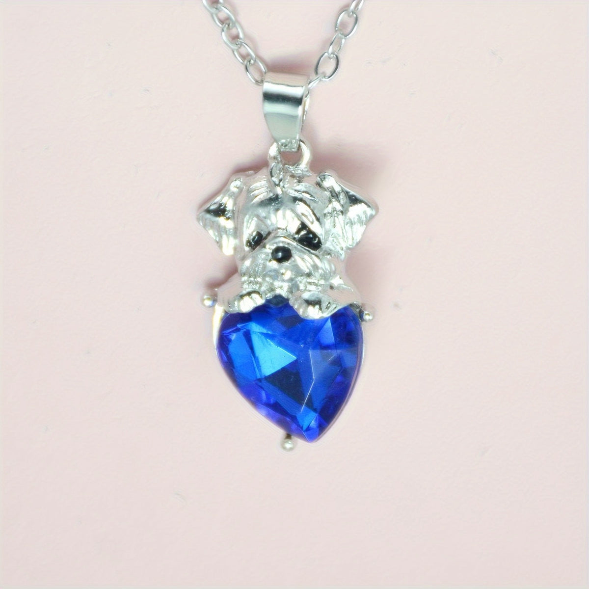 Puppy Dog Heart Crystal Necklace