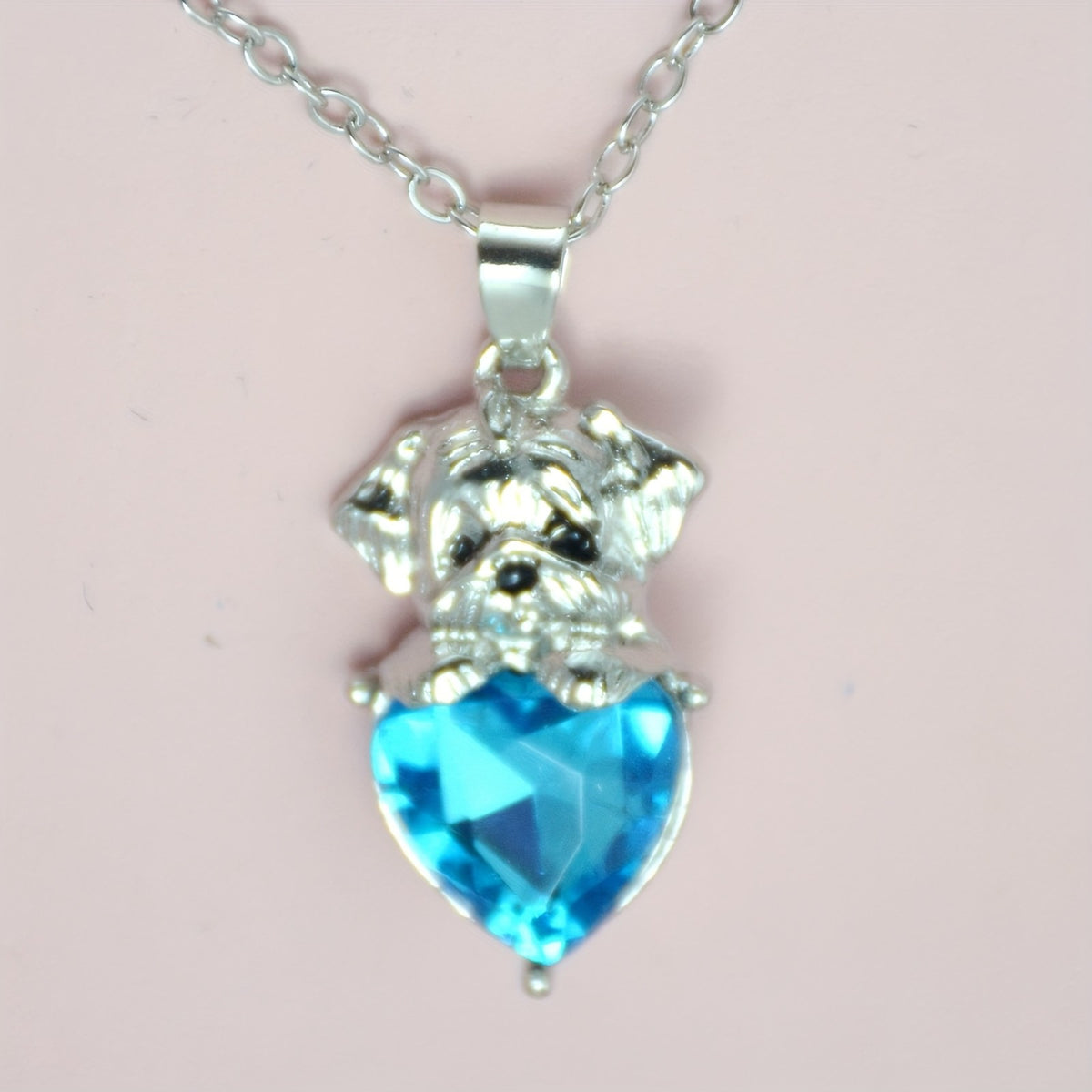 Puppy Dog Heart Crystal Necklace