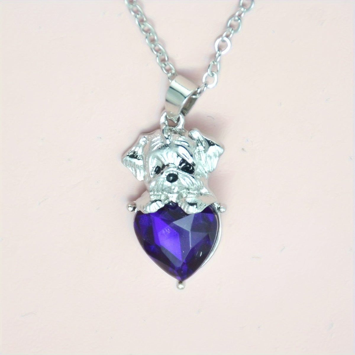 Puppy Dog Heart Crystal Necklace