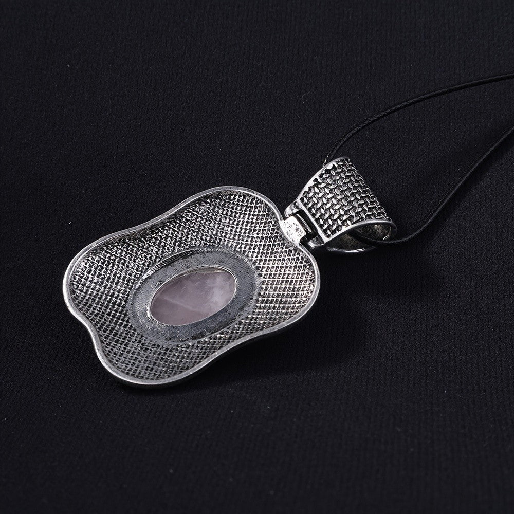 Enamel Butterfly Rose Quartz Pendant