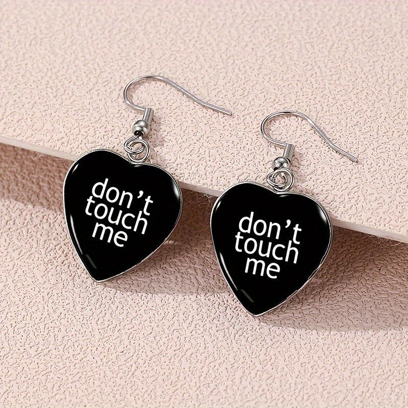 Black Heart "Don't Touch Me" Earrings