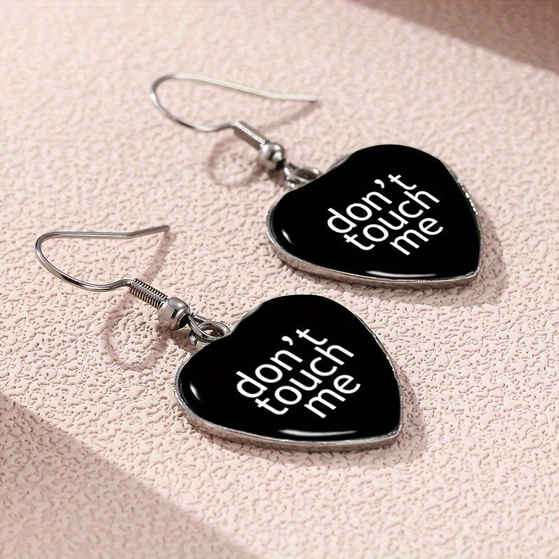 Black Heart "Don't Touch Me" Earrings