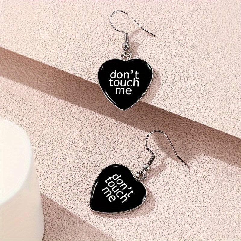 Black Heart "Don't Touch Me" Earrings