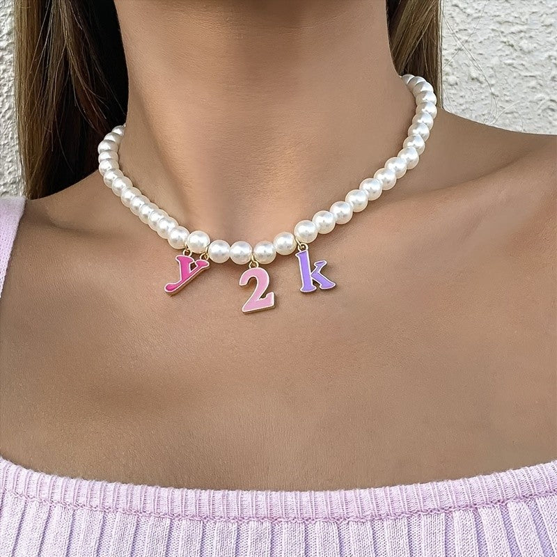 Colorful Alphabet Pearl Necklace
