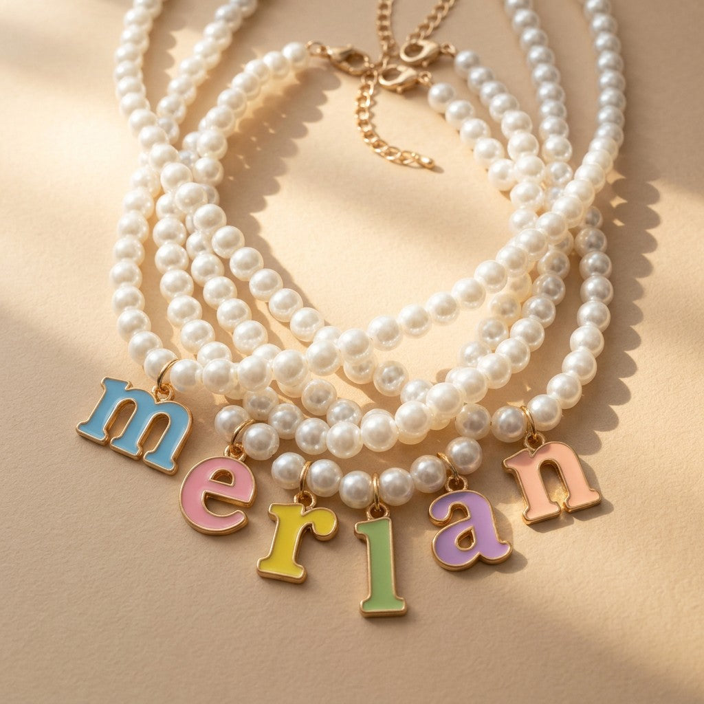 Colorful Alphabet Pearl Necklace