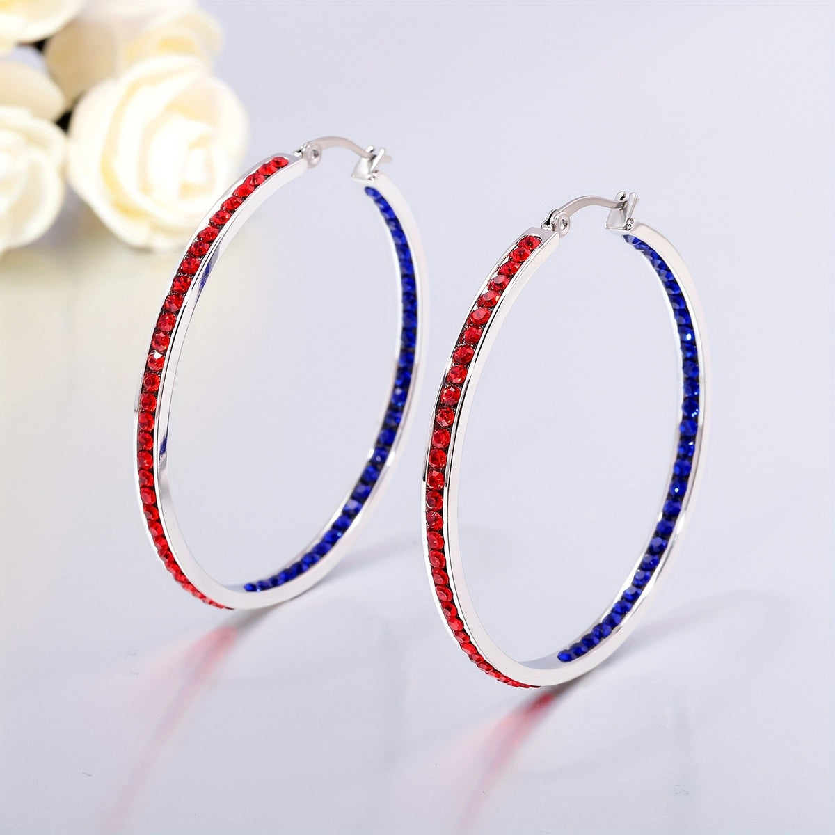Turquoise Pave Hoop Earrings