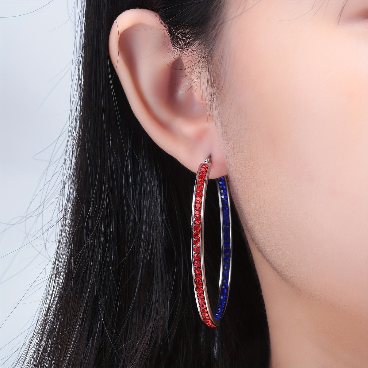 Turquoise Pave Hoop Earrings