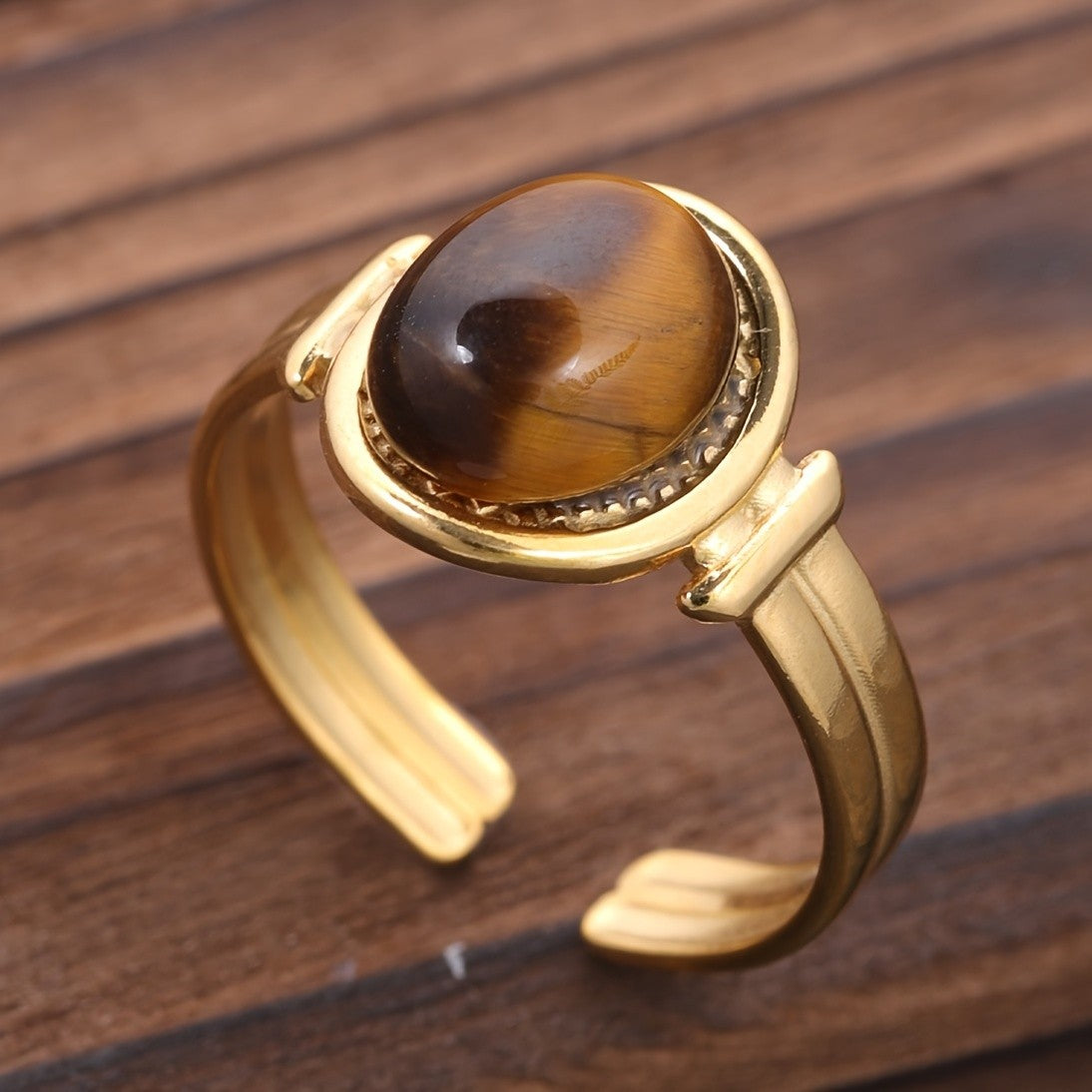 Tiger Eye Open Ring