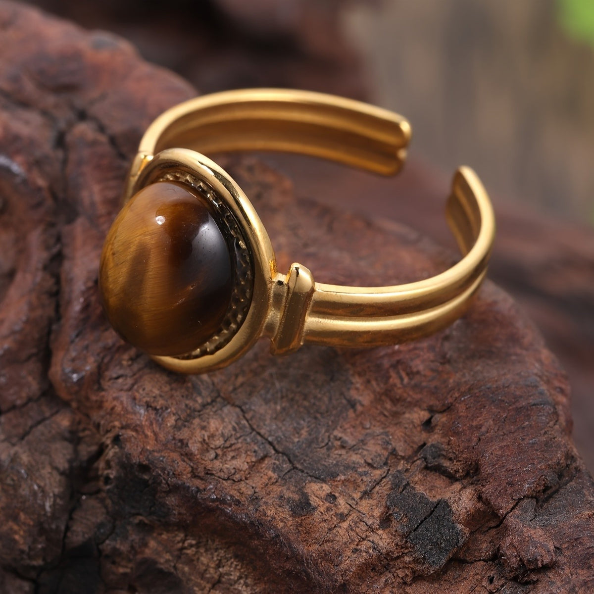 Tiger Eye Open Ring