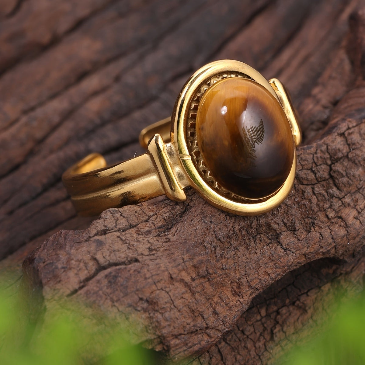 Tiger Eye Open Ring