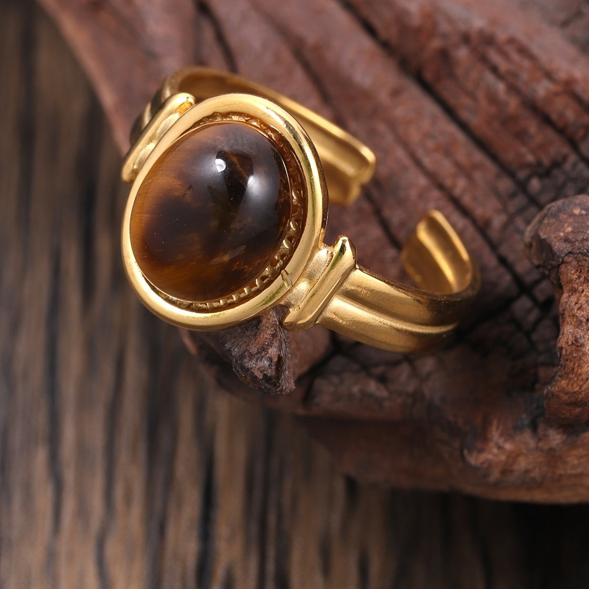 Tiger Eye Open Ring