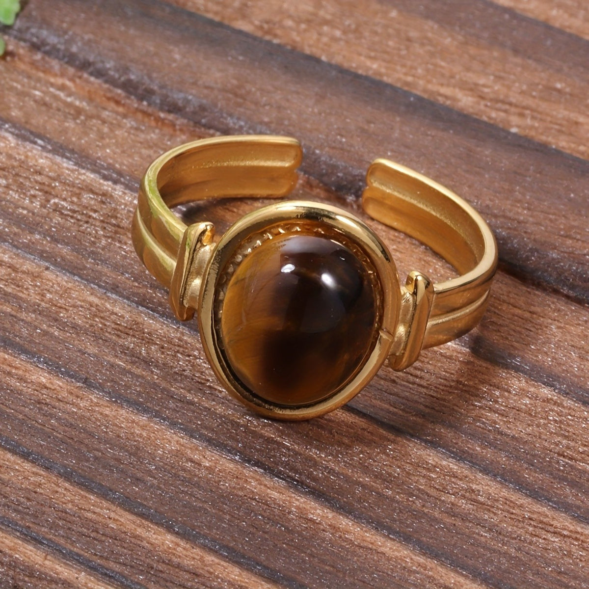 Tiger Eye Open Ring