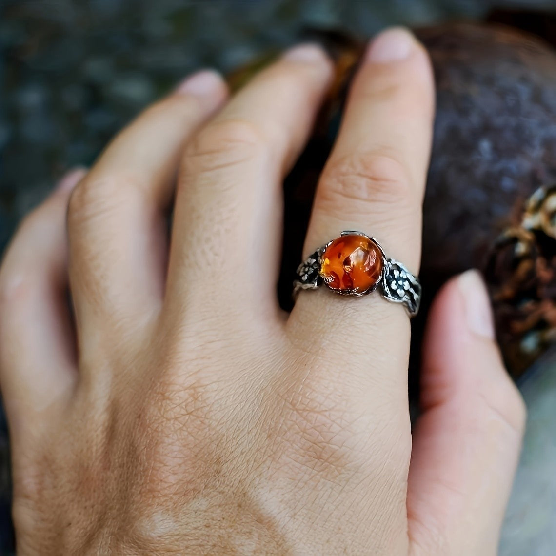 Amber Vine Wrap Ring