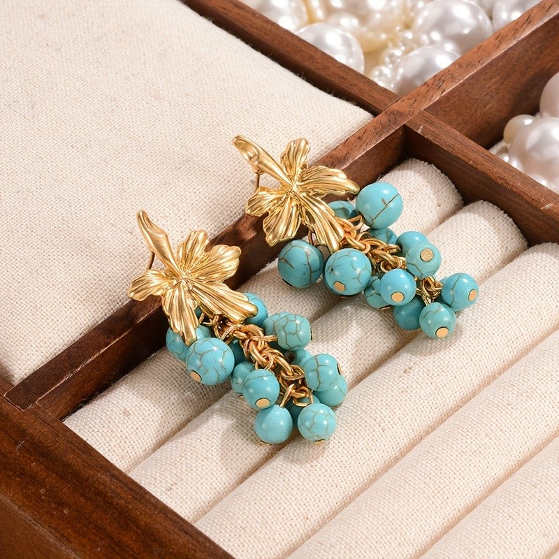 Grape Cluster Tassel Earrings