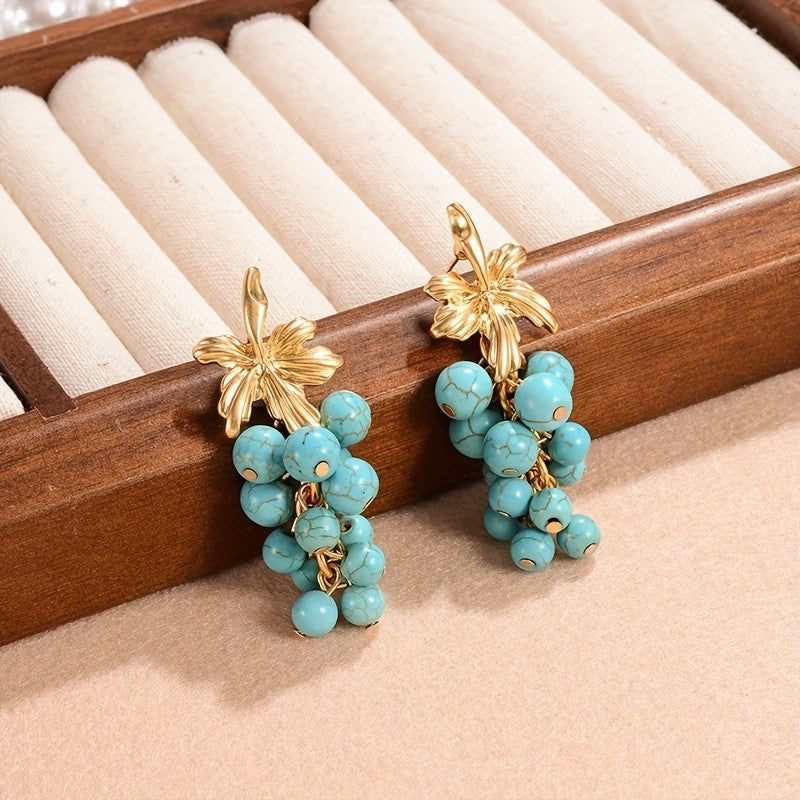 Grape Cluster Tassel Earrings