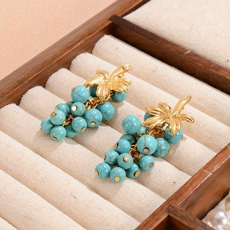 Grape Cluster Tassel Earrings