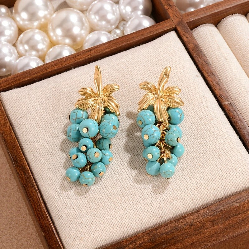 Grape Cluster Tassel Earrings