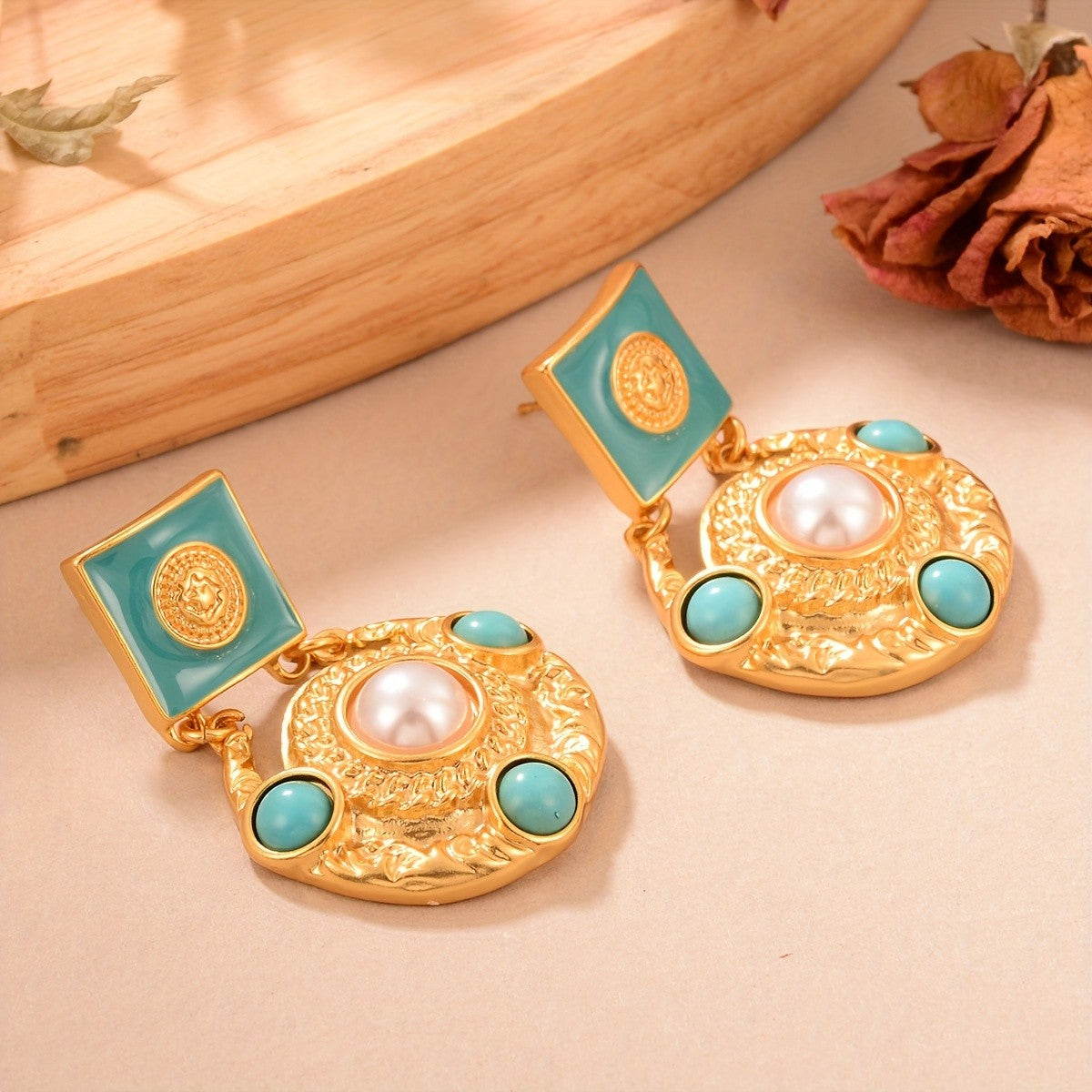 Turquoise Square Drop Earrings
