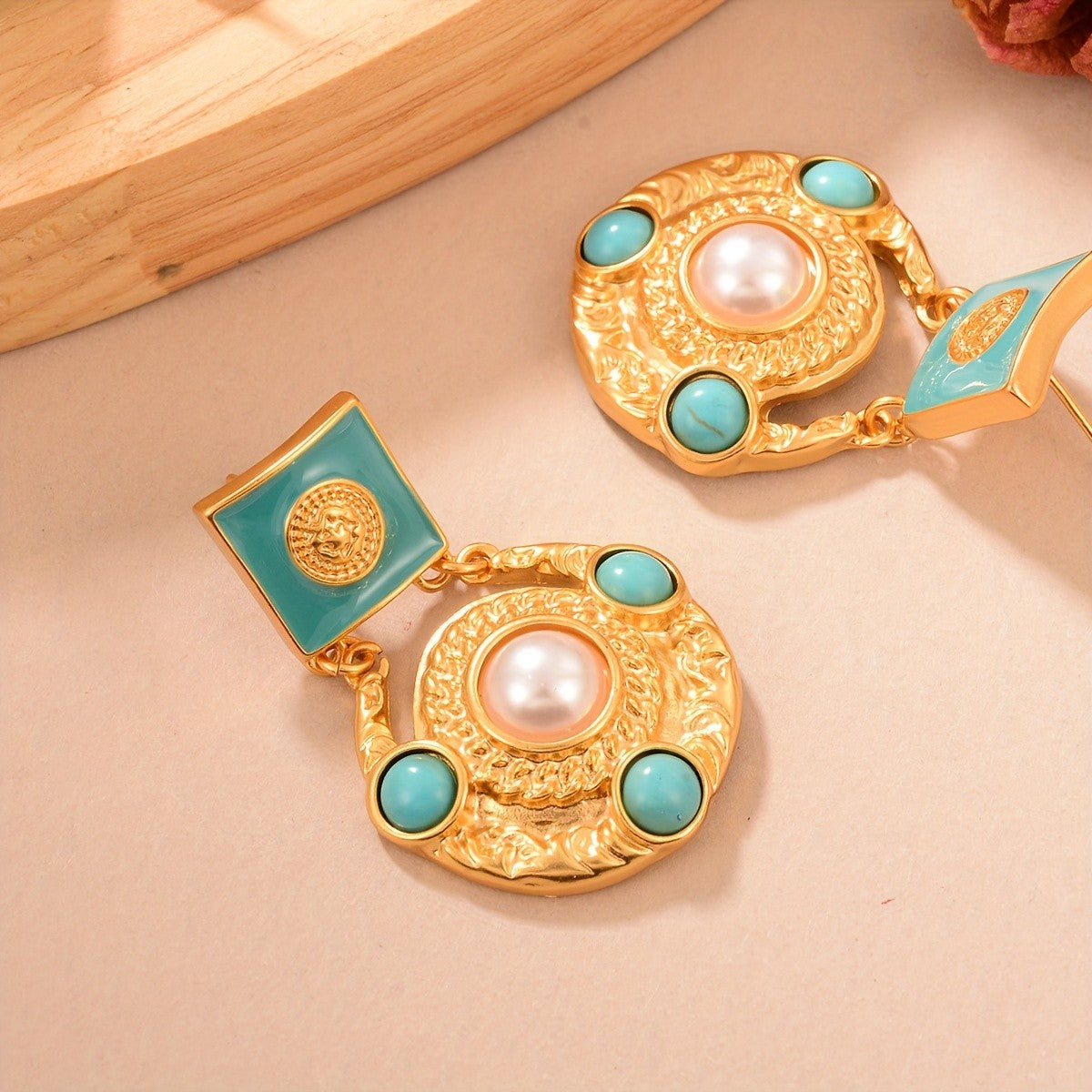 Turquoise Square Drop Earrings