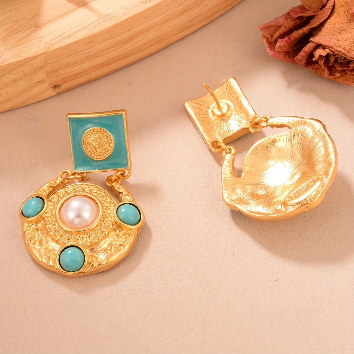 Turquoise Square Drop Earrings