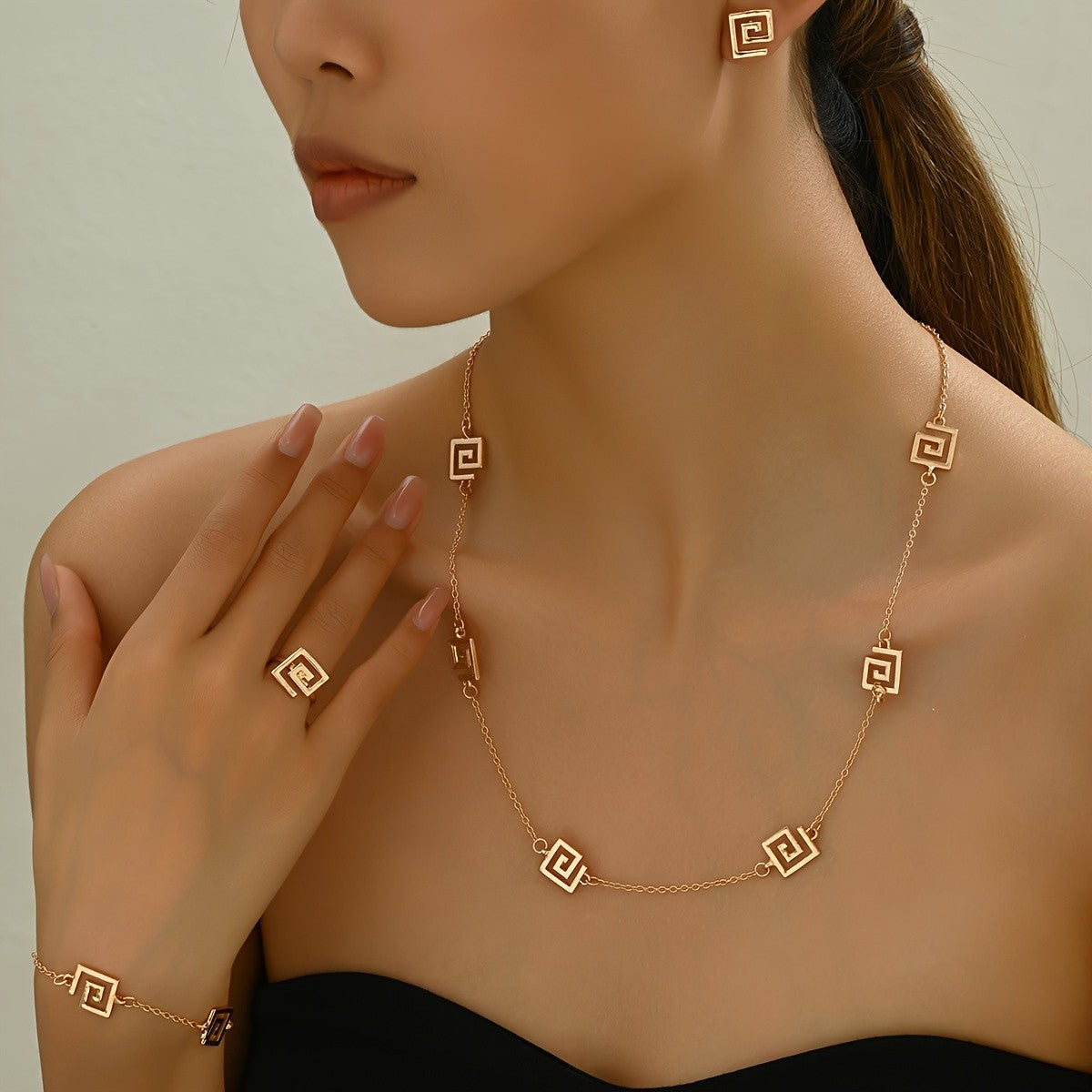 Geometric Square Jewelry Set