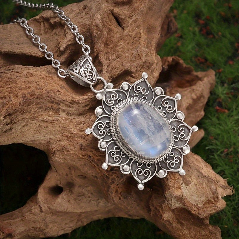 Moonstone Mandala Pendant Necklace