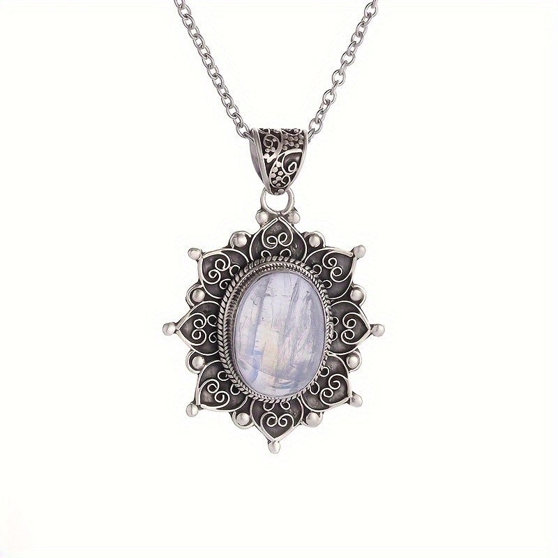 Moonstone Mandala Pendant Necklace
