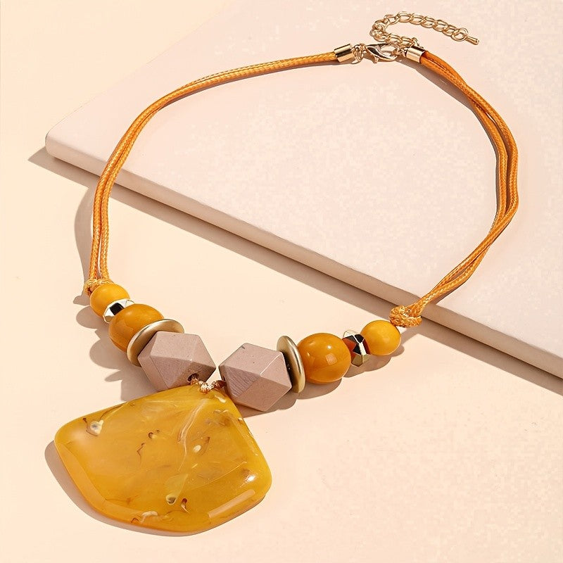 Geometric Resin Shell Pendant Necklace