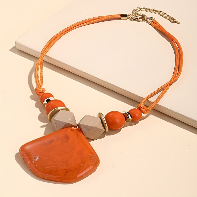 Geometric Resin Shell Pendant Necklace