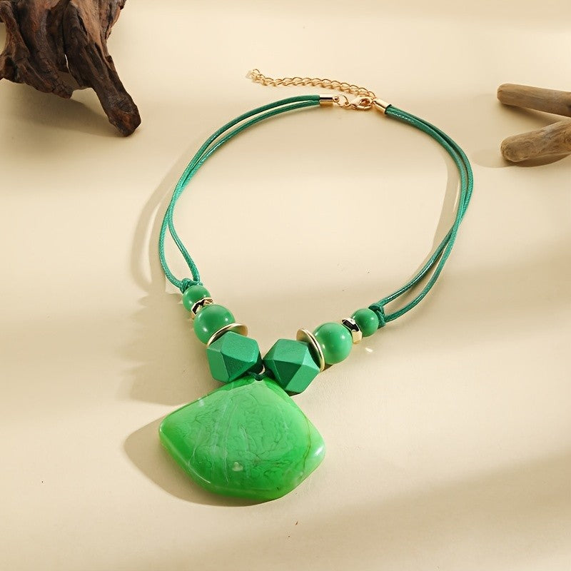 Geometric Resin Shell Pendant Necklace