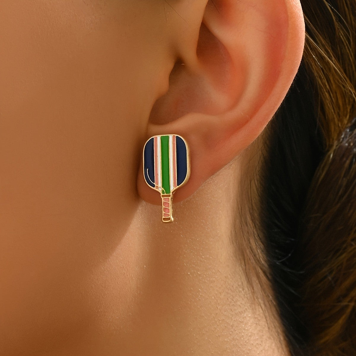 Striped Paddle Stud Earrings