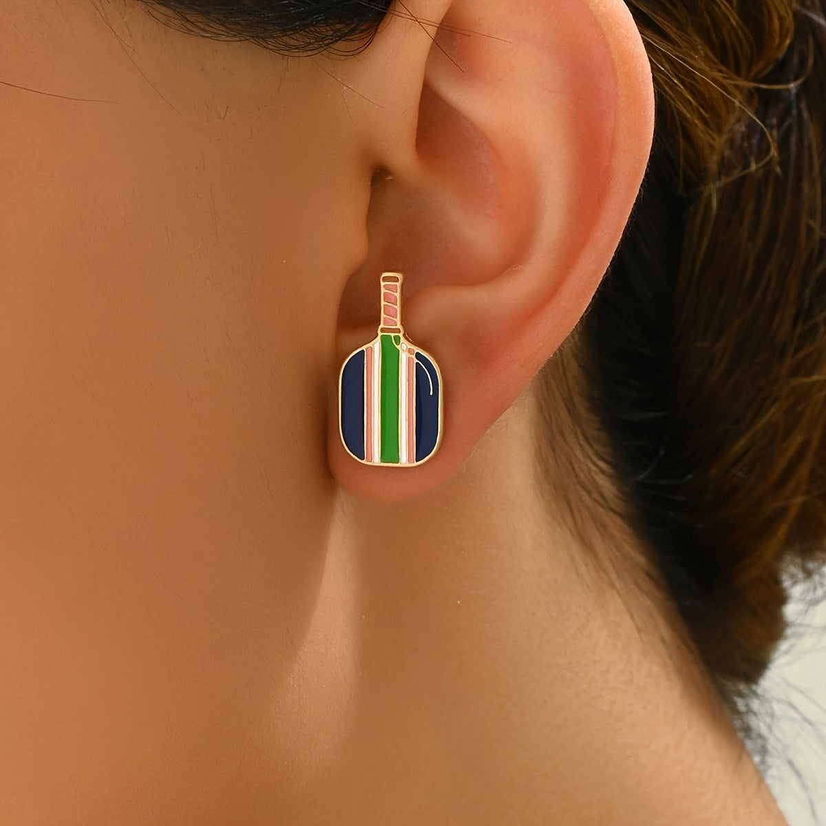 Striped Paddle Stud Earrings