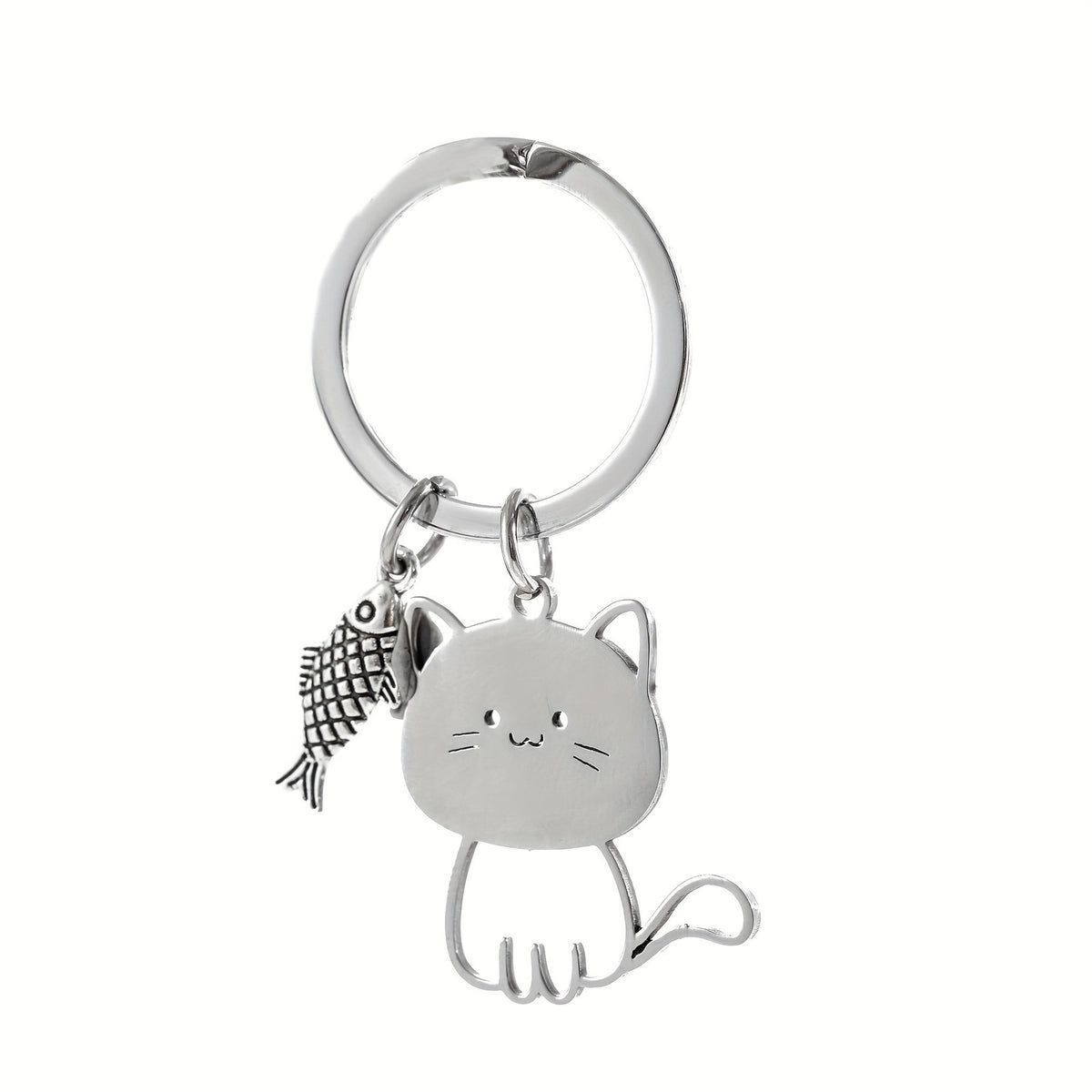 Smiling Cat & Fish Keychain
