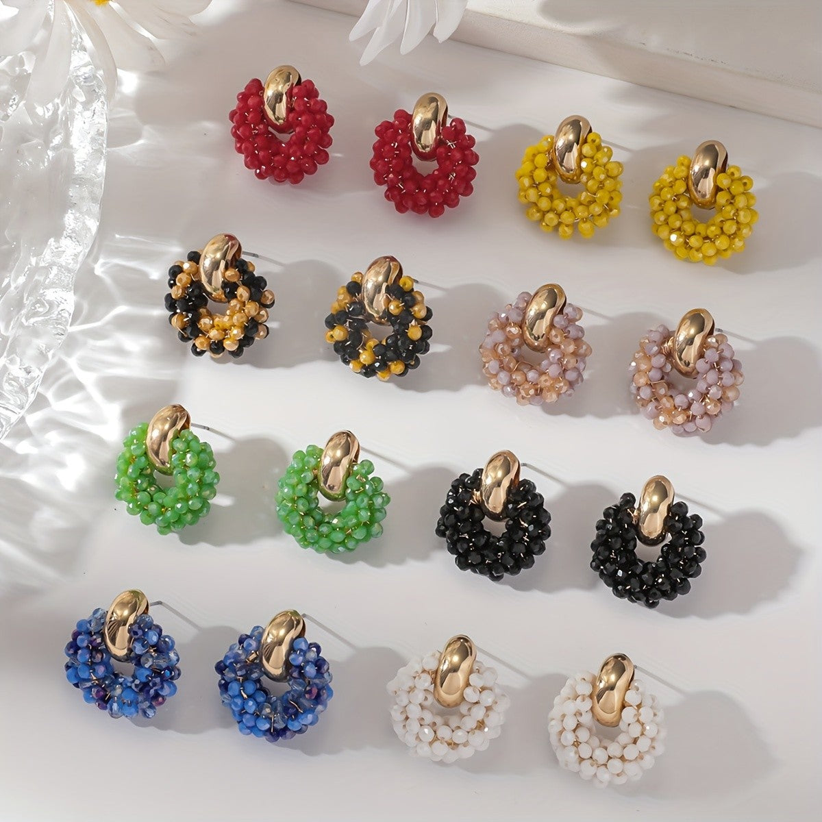 Colorful Beaded Hoop Earrings