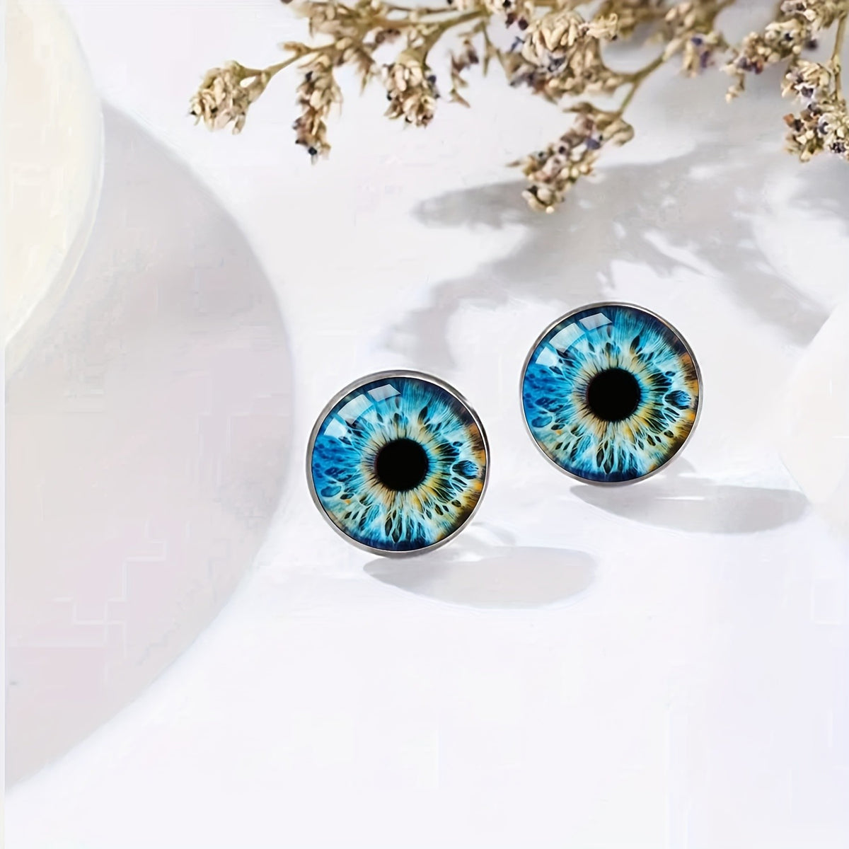 Blue Iris Glass Stud Earrings