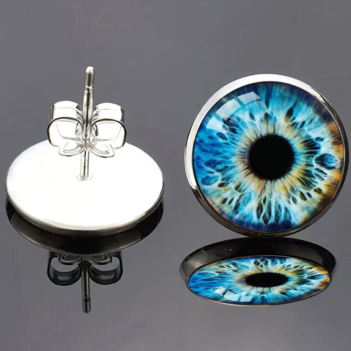 Blue Iris Glass Stud Earrings