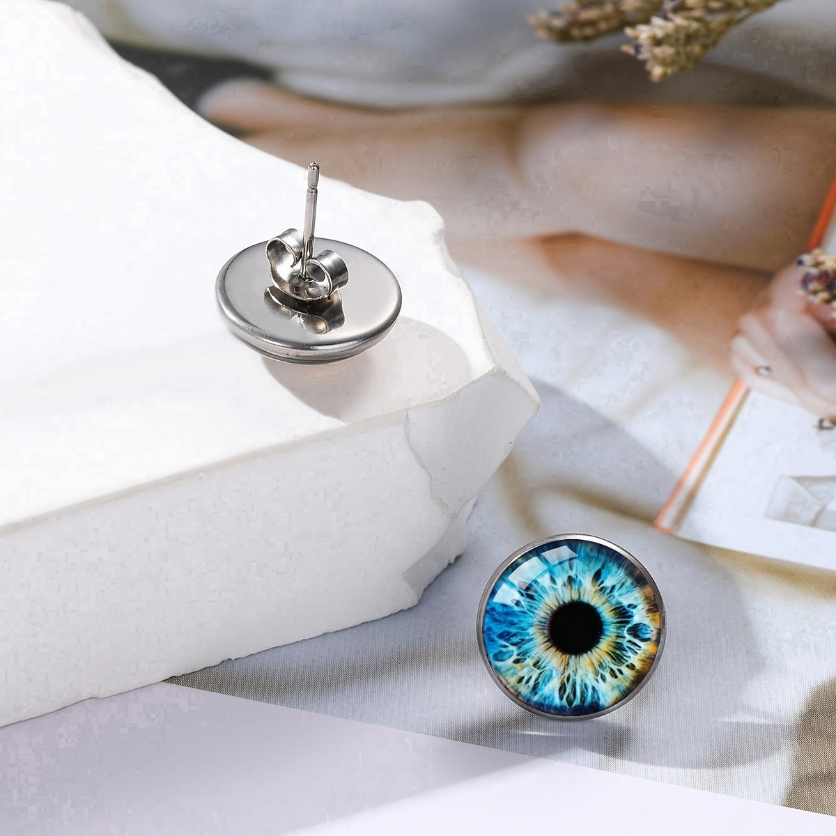 Blue Iris Glass Stud Earrings