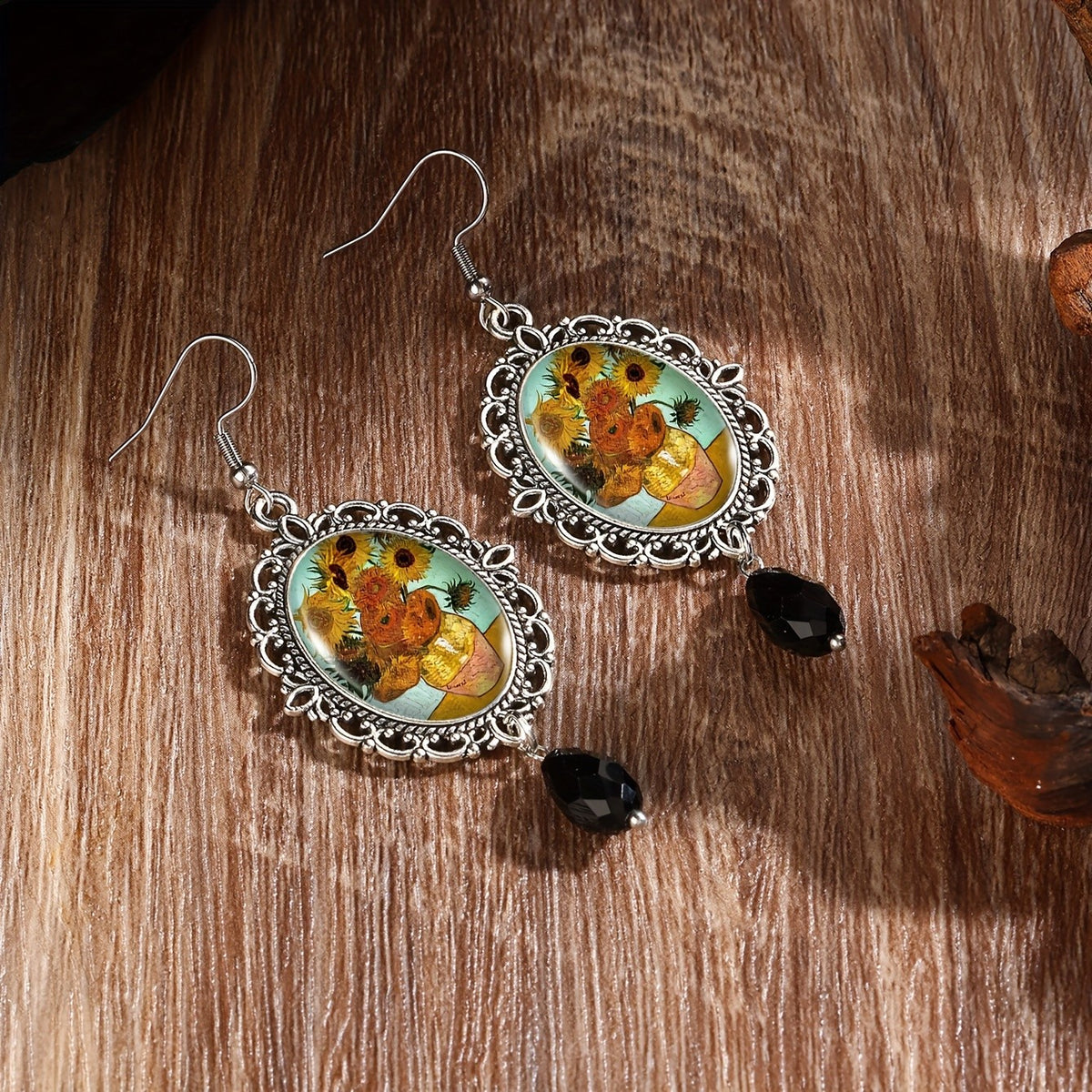 Swirling Night Sky Oval Earrings