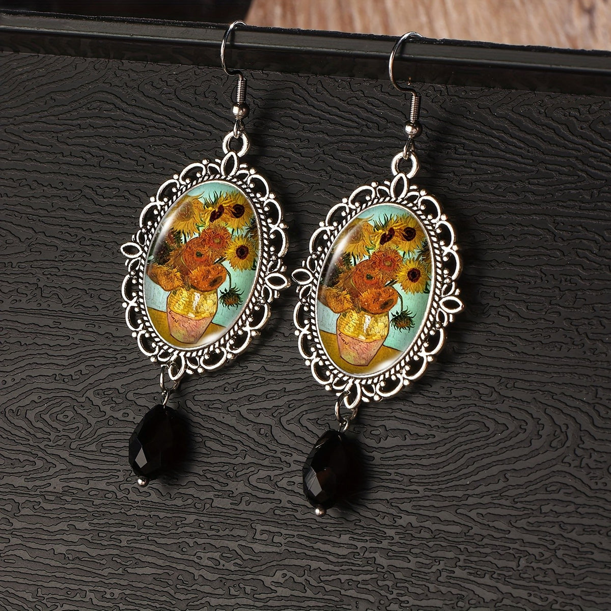 Swirling Night Sky Oval Earrings